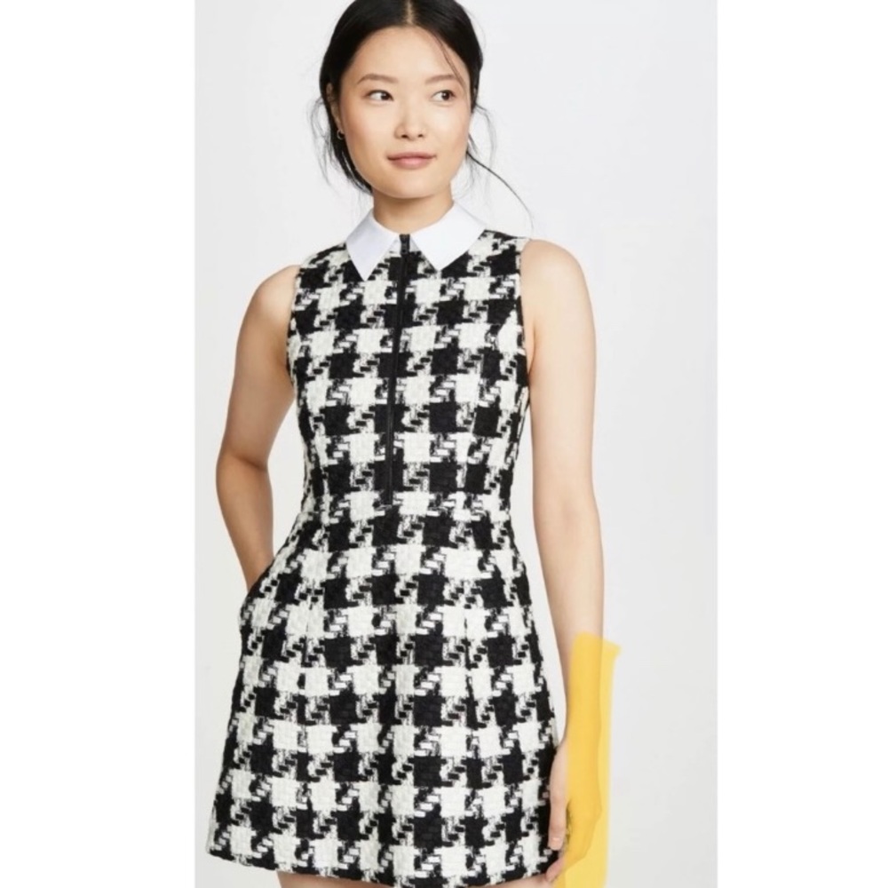 Alice + Olivia Ellis Houndstooth Collared Dress